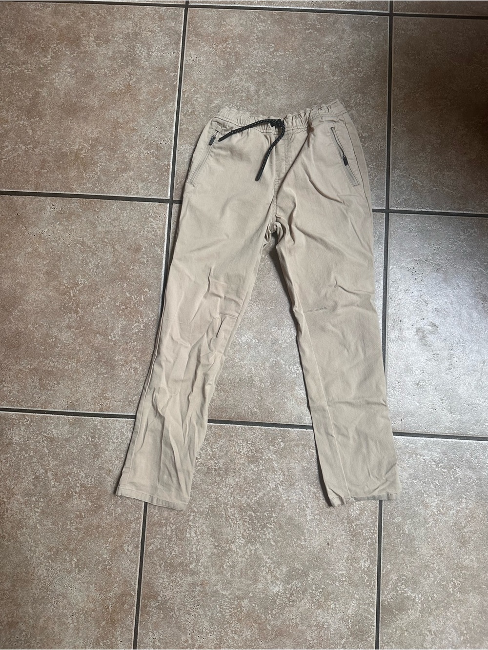 Cat & Jack Khaki Drawstring Casual Pants with Black Trim